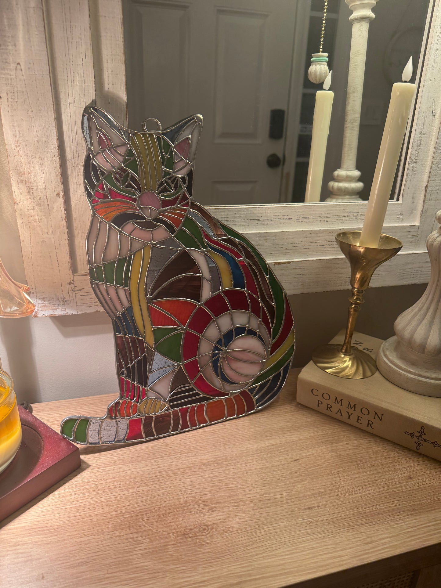 Rainbow Kitty Stained Glass