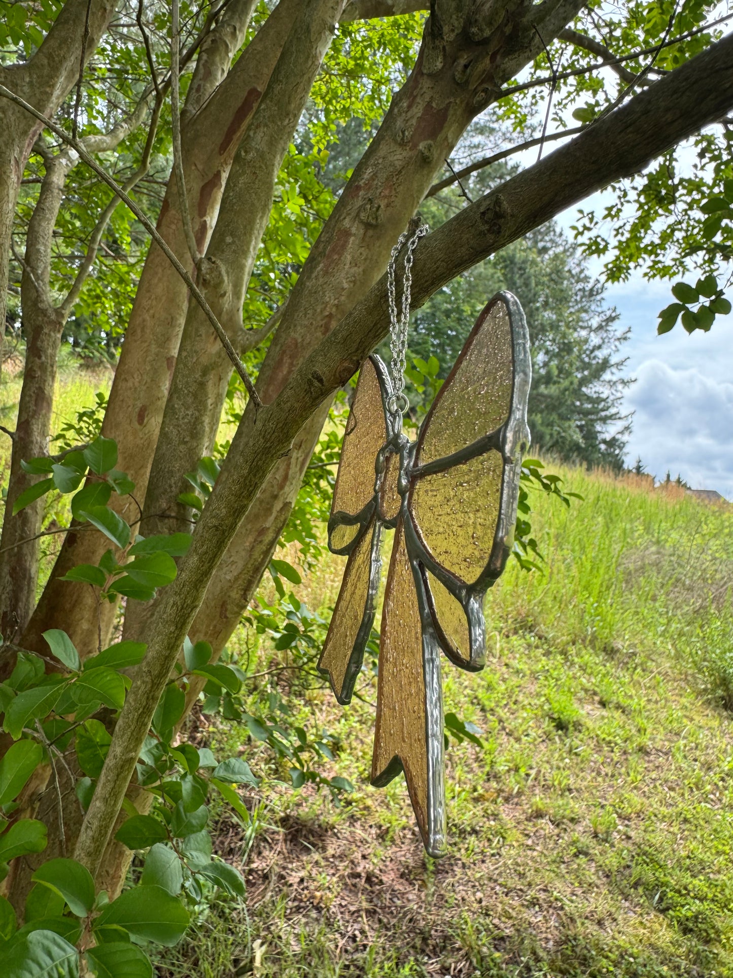Stained Glass Bow (Clear/Pink)